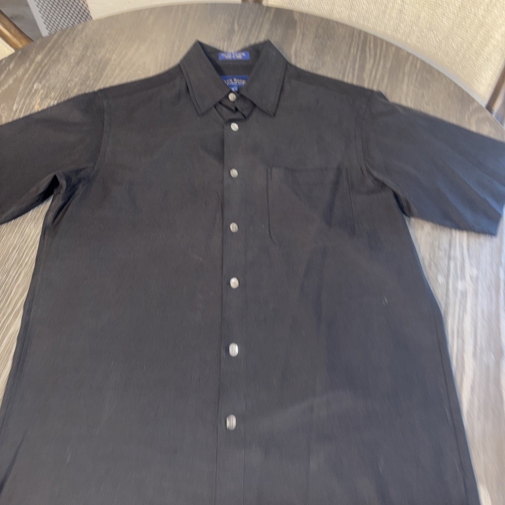 Club Room Men's Small Silk Blend Shirt‎ Short Sleeve Button Up Black